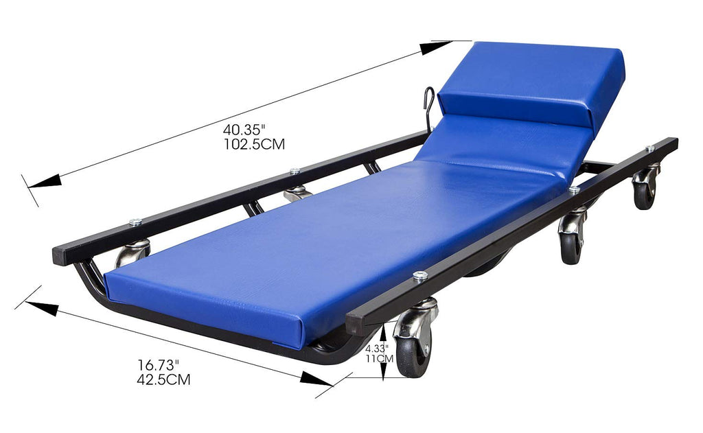 40" Padded Mechanic Creeper with 6 Casters, Blue C83480