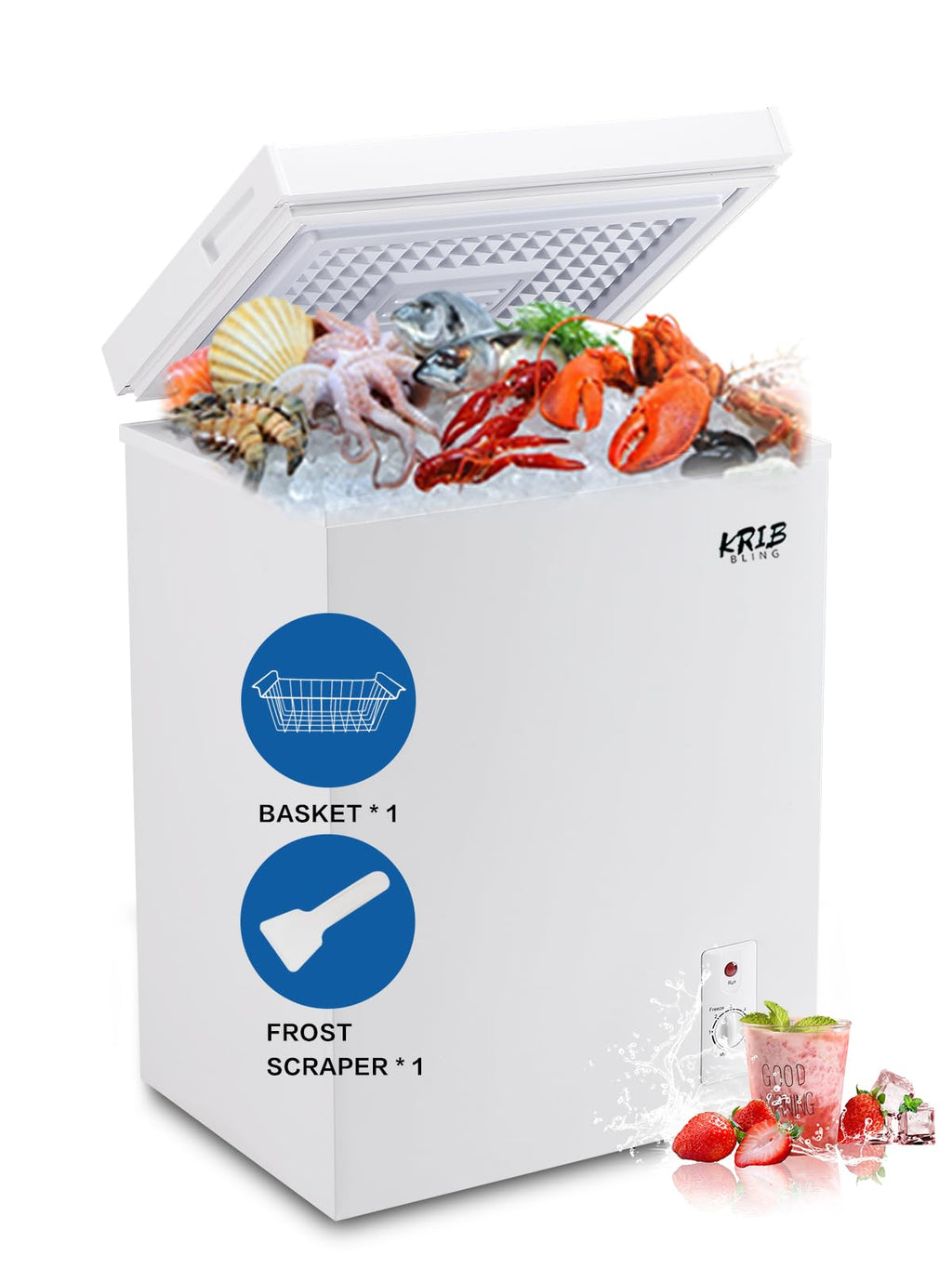 3.5 Cu.Ft Chest Freezer with Removable Basket, White S833836