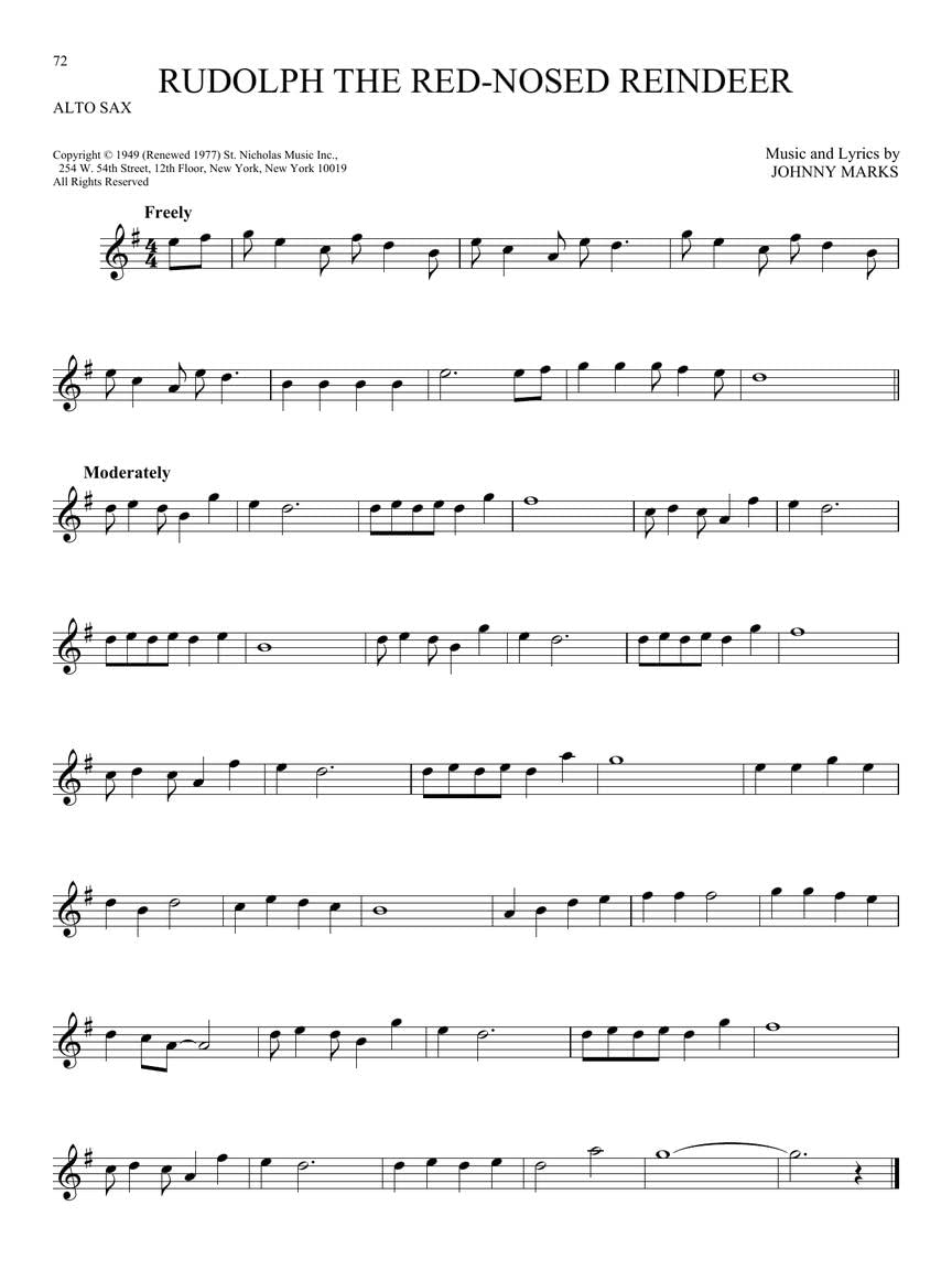 Christmas Songs for Alto Sax Sheet Music Collection W797229