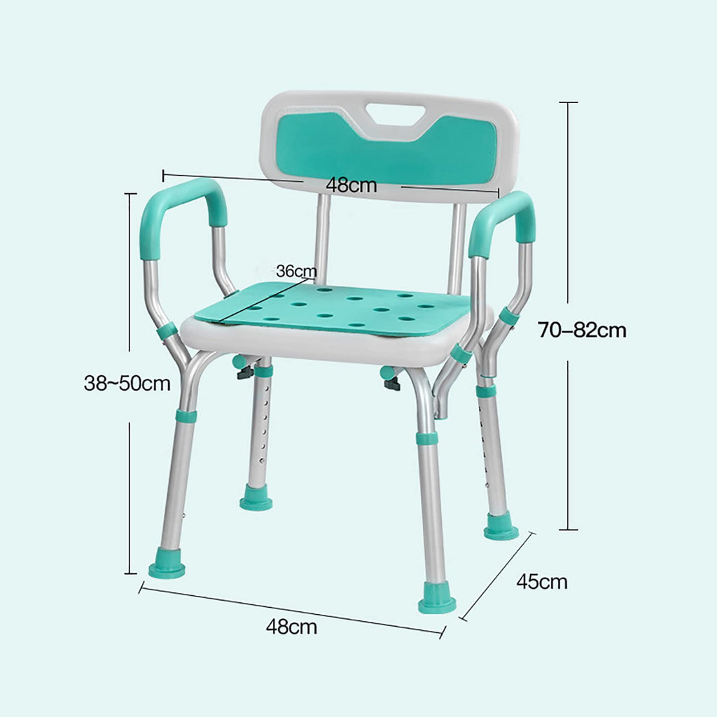 Heavy Duty White Shower Chair with Arms Back Adjustable D54224