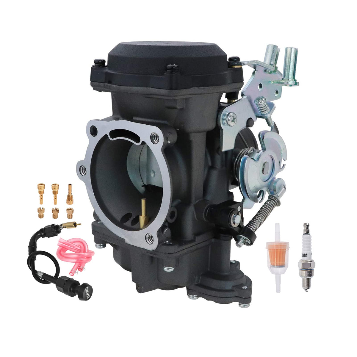 40mm Carburetor & Choke Cable with Spark Plug Fuel Filter Jets D4431