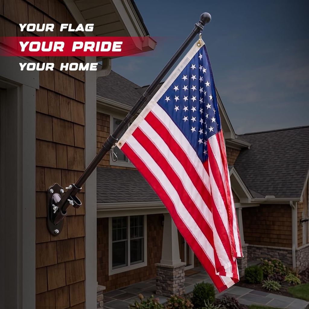 5FT Black Heavy Duty Flag Pole Kit with Bracket Q96223
