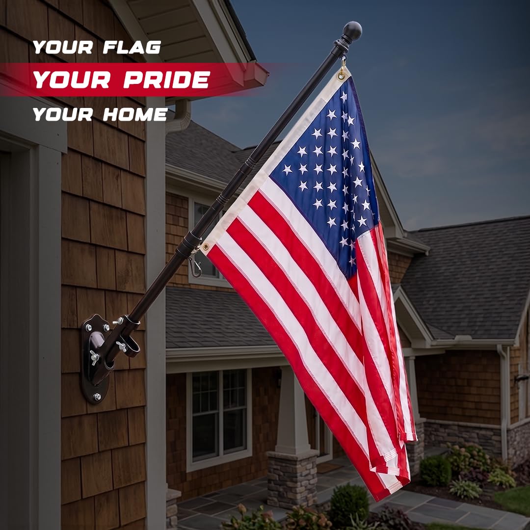5FT Black Heavy Duty Flag Pole Kit with Bracket Q96223