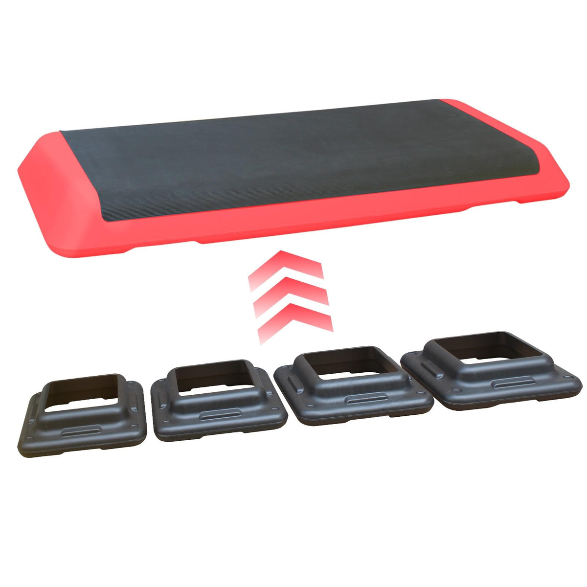 Adjustable Aerobic Workout Step Platform with 4 Stackable Risers O3414