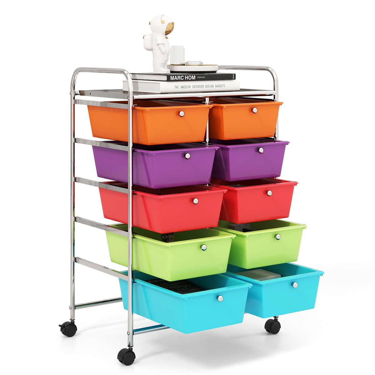 10 Drawer Rolling Storage Cart with Lockable Wheels S767
