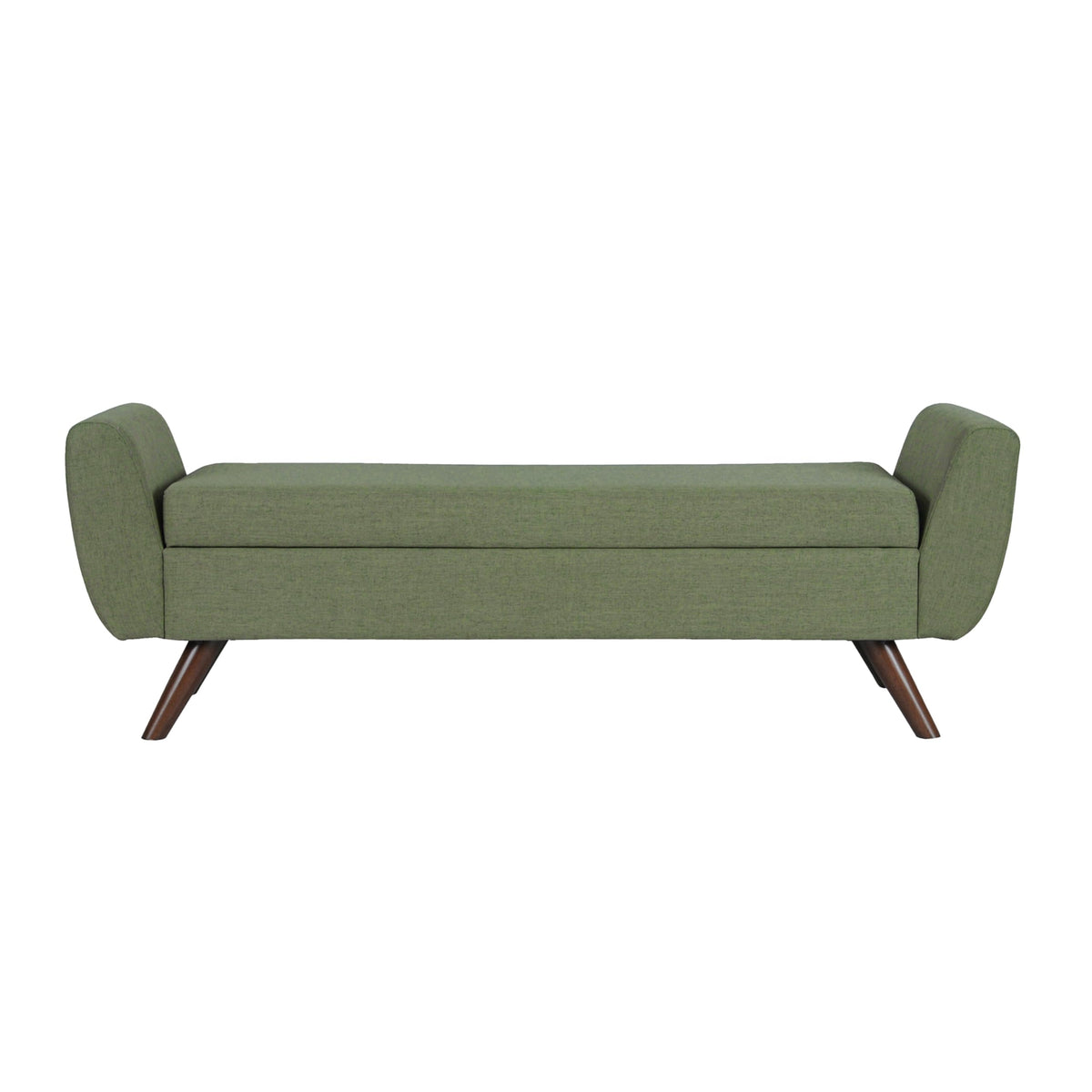 Olive Green Woven Storage Bench with Wood Legs P9783