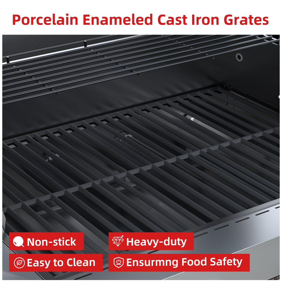 4 Burner Gas Grill with Side Burner and Wheels O985404