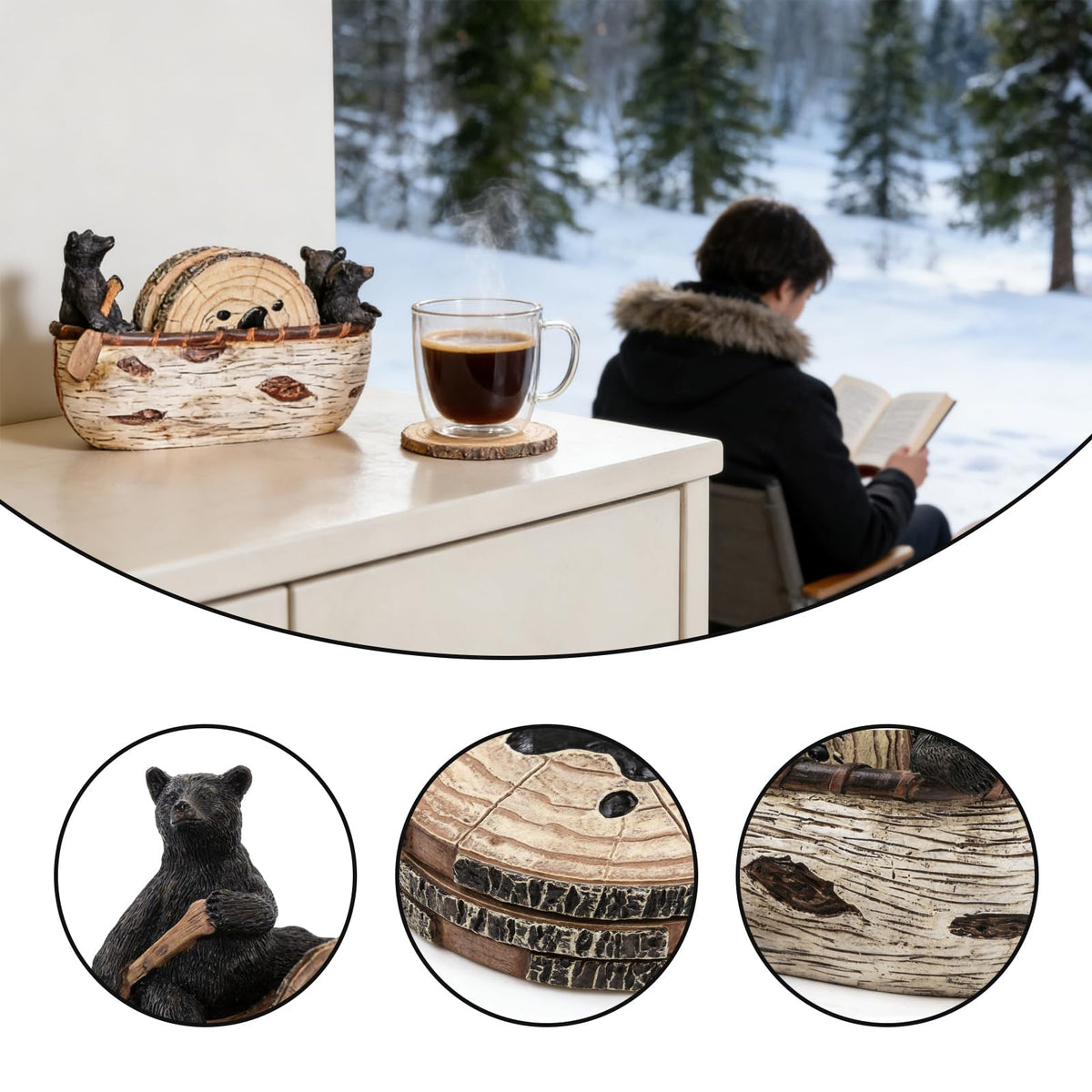 Wooden Drink Coasters Set of 6 I4628