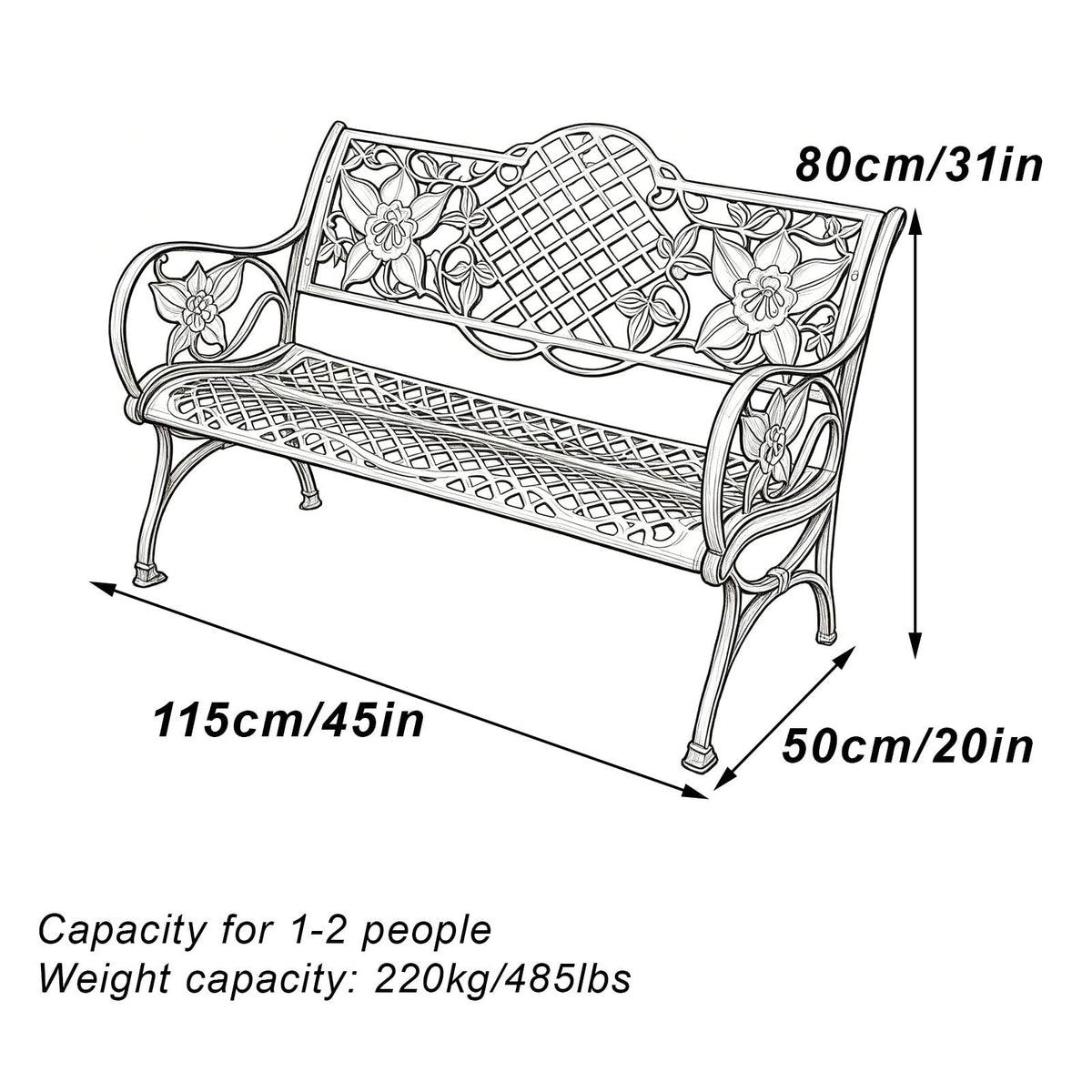 Heavy Duty Cast Iron Outdoor Bench D57474
