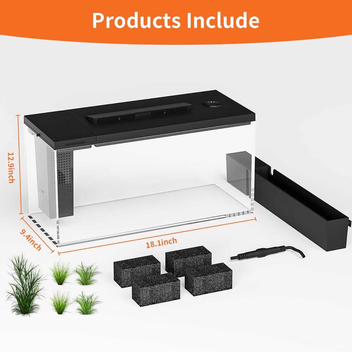 3.7 Gallon Betta Fish Tank Kit with Filter Light Water Pump U9382