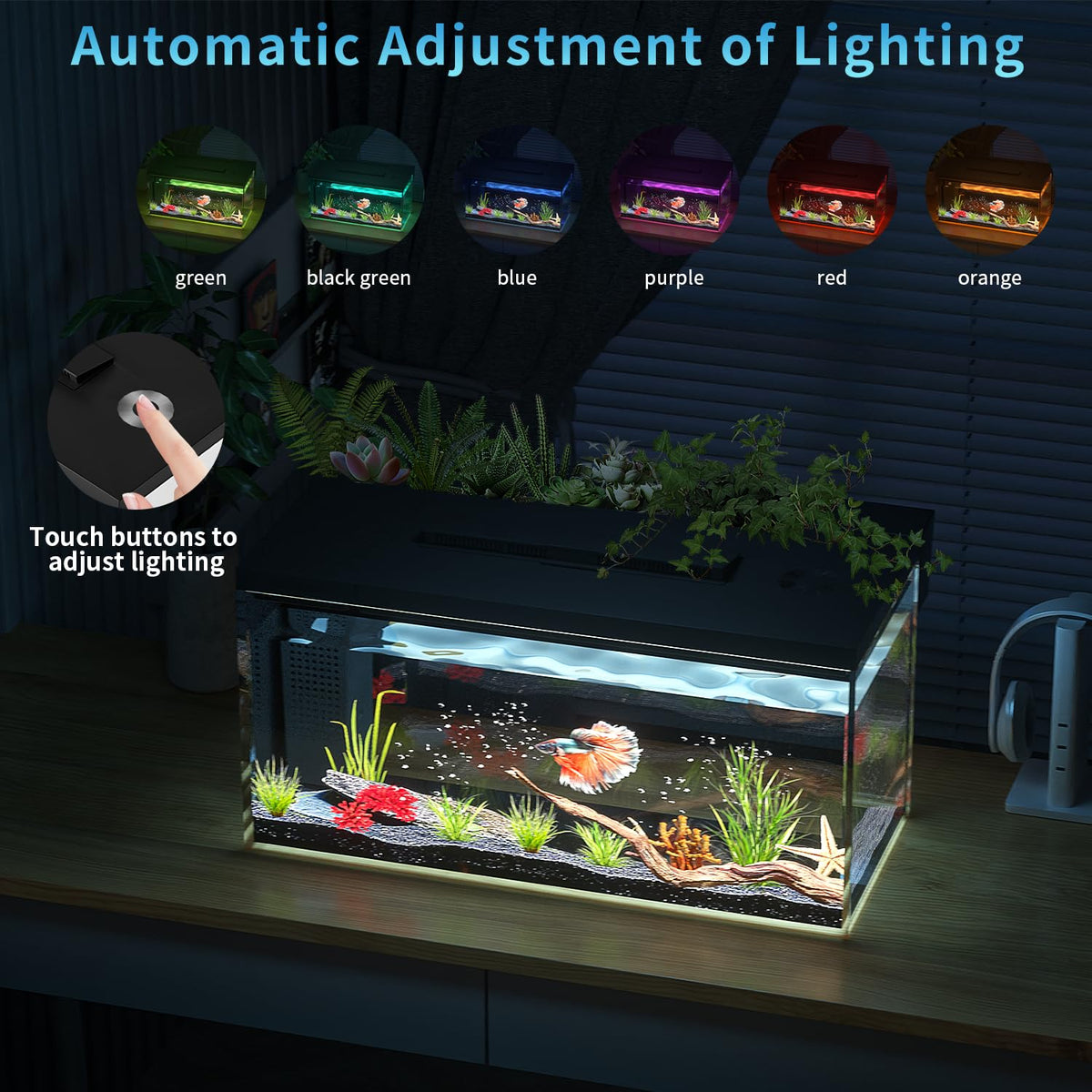 3.7 Gallon Betta Fish Tank Kit with Filter Light Water Pump U9382