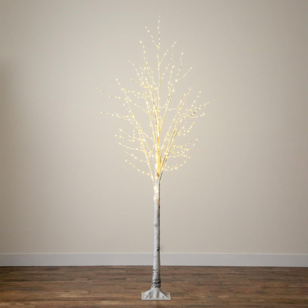 8-FT Pre-lit Artificial White Birch Tree with LED Lights E17989