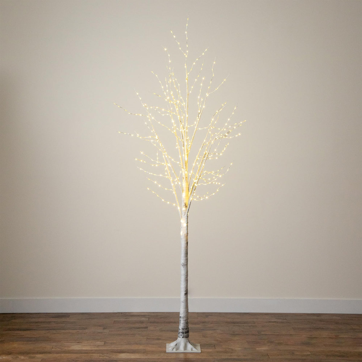 8-FT Pre-lit Artificial White Birch Tree with LED Lights E17989