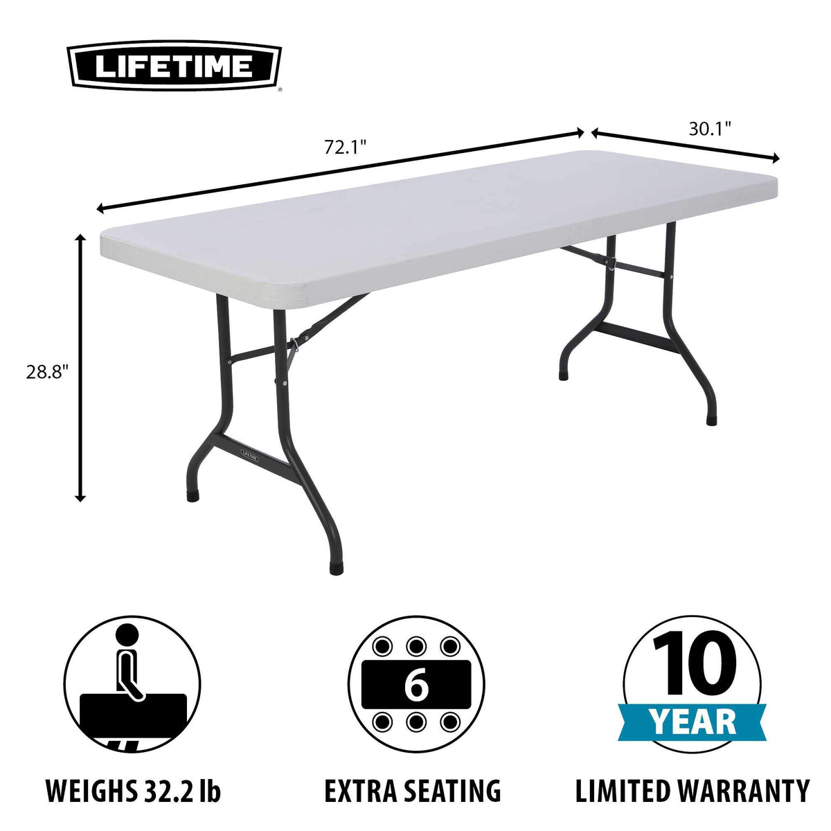 White 6 Feet Folding Utility Table Pack of 4 W558