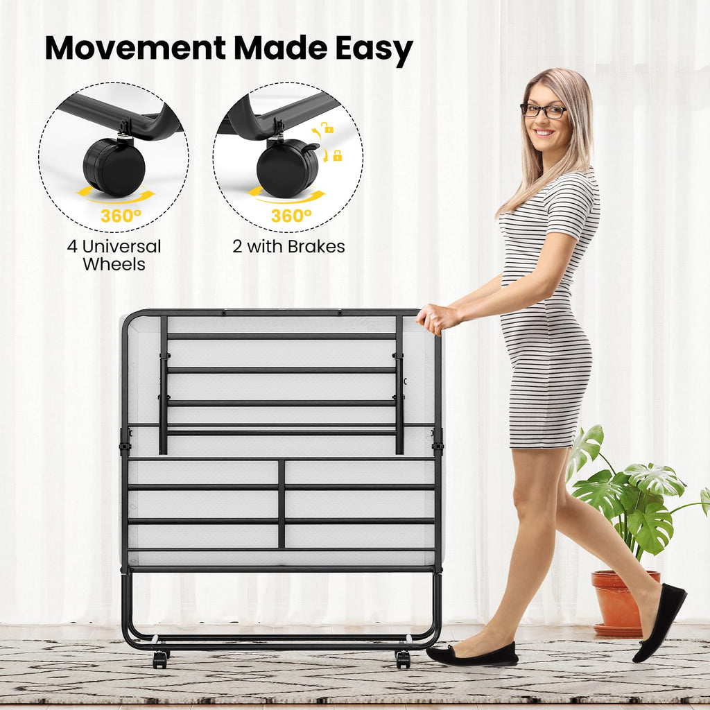 Twin Folding Bed with Memory Foam Mattress Y35471