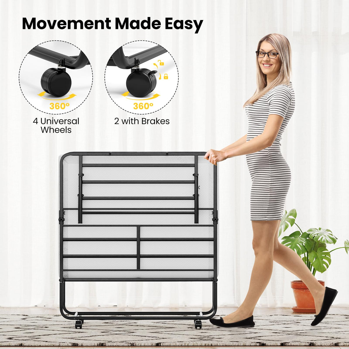 Twin Folding Bed with Memory Foam Mattress Y35471