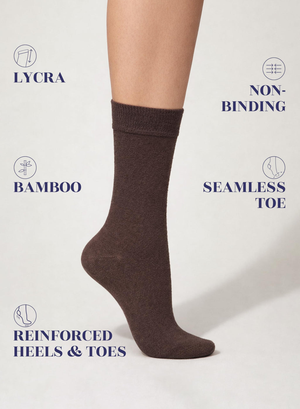 Women's Thin Bamboo Crew Socks, 3-6 Pairs X43812