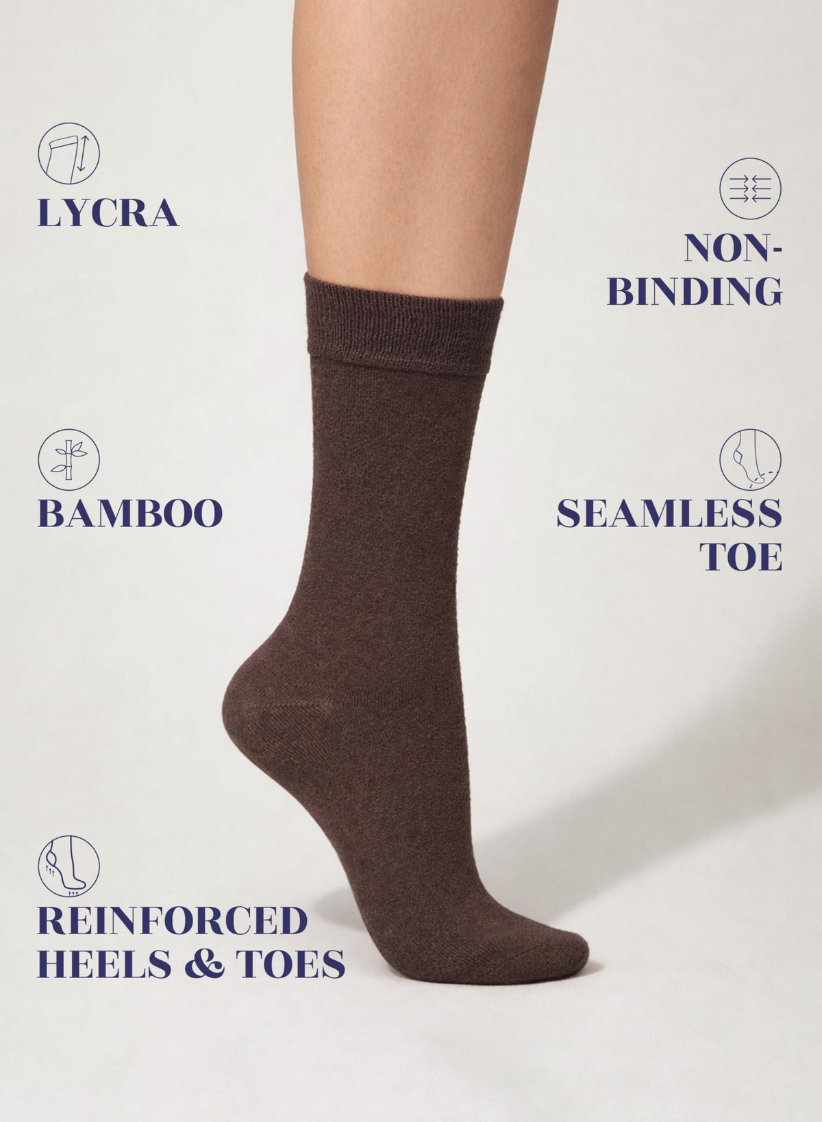 Women's Thin Bamboo Crew Socks, 3-6 Pairs X43812