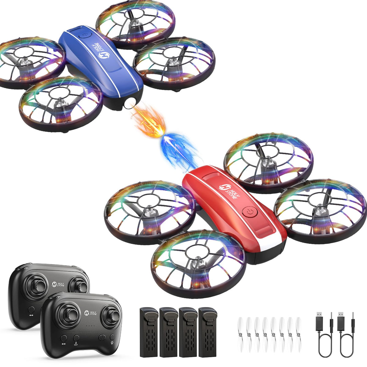 Mini Drone 2-Player Indoor RC Quadcopter Set with 4 Batteries G226853