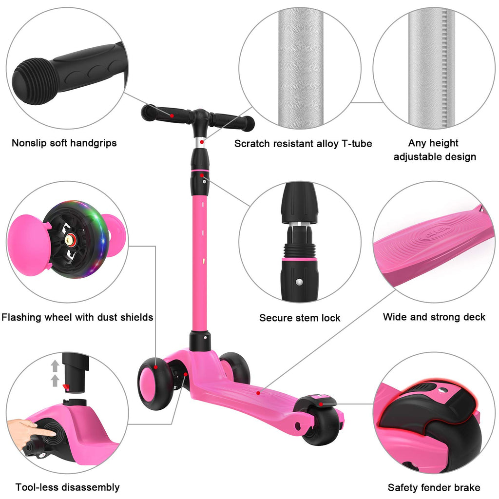Kick Scooter 3-Wheeled Push Scooter with Light-Up Wheels L94723