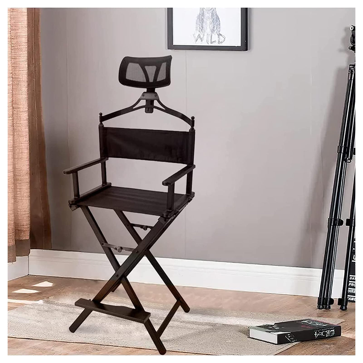 31 Inch Tall Aluminum Director Chair with Headrest and Footrest W80362