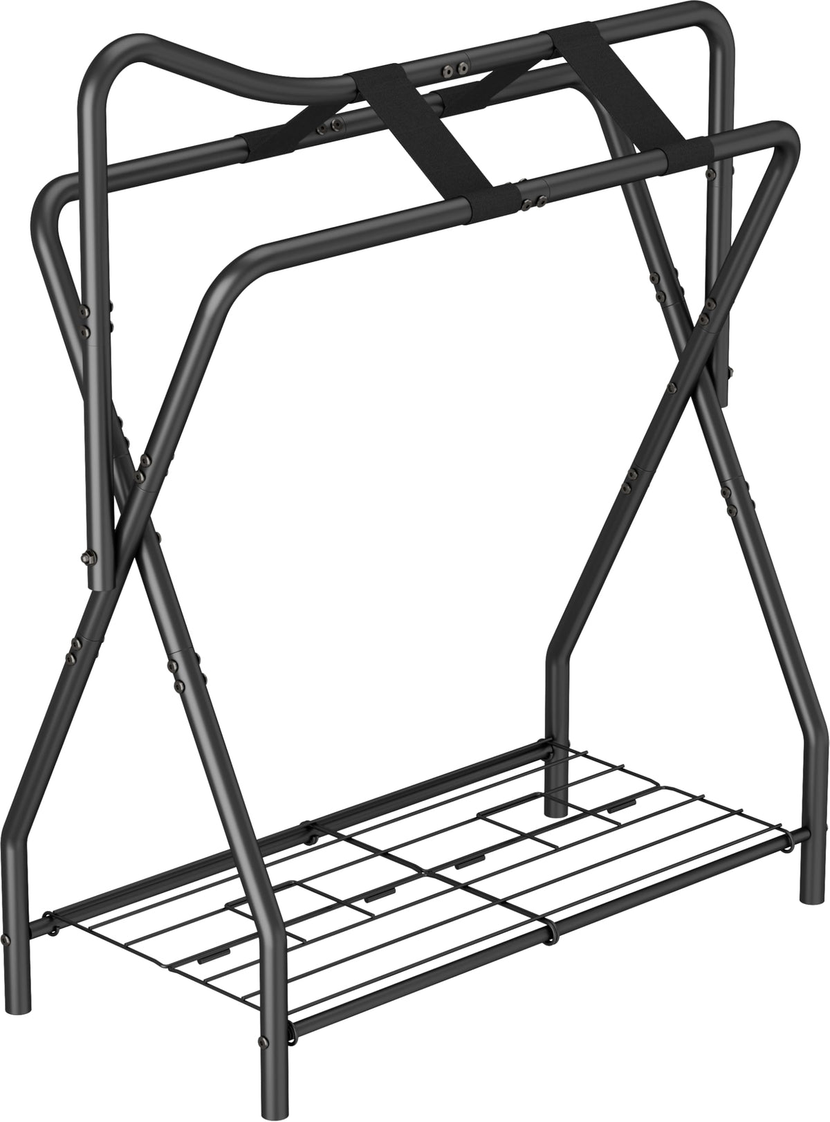 Foldable Black Horse Saddle Rack with Storage C112