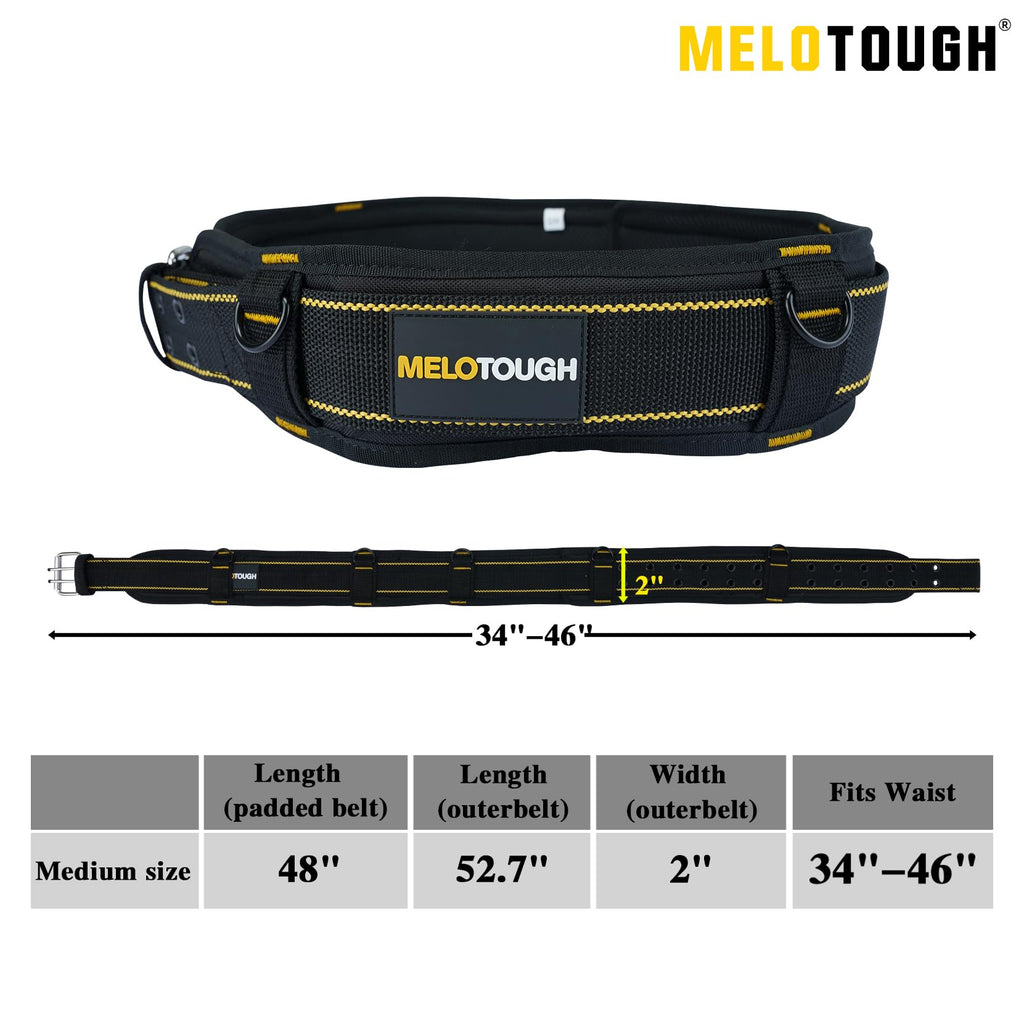 2-Inch Padded Tool Belt with 4 D-Rings Heavy Duty Double Metal Roller Buckle X569