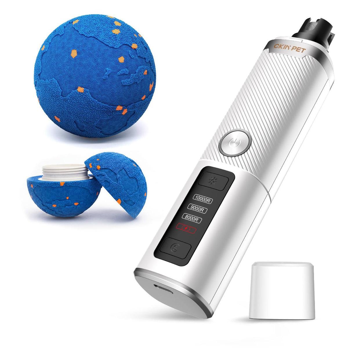 Dog Nail Grinder Interactive Dog Toys Ball with 2 Shells Blue D3471