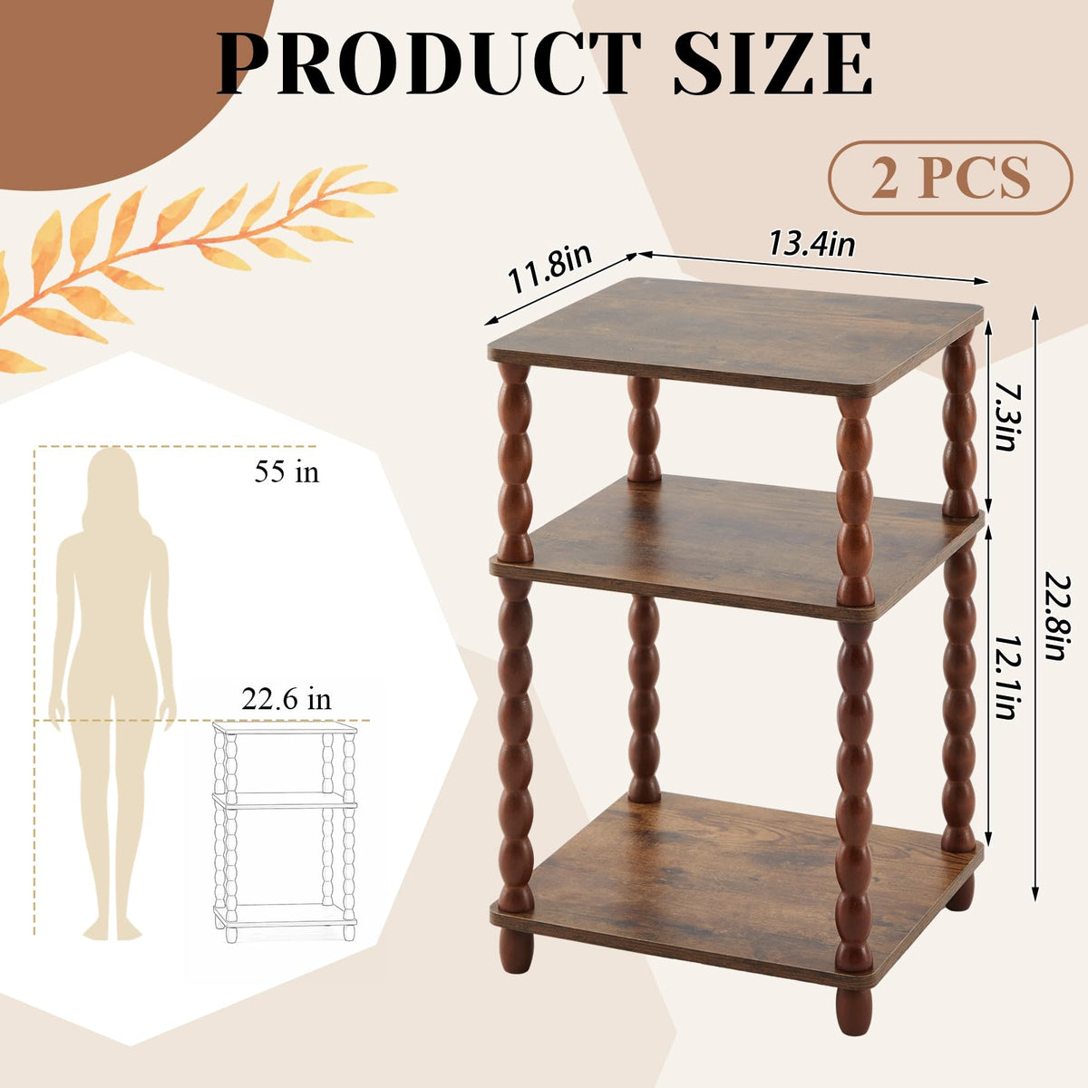Set of 2 Small 3-tier Square Side Table L19918
