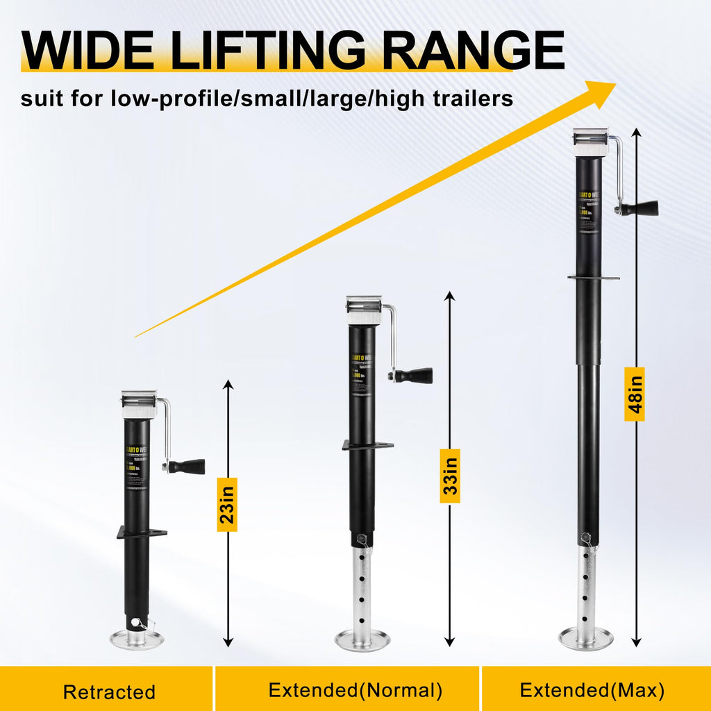 5000 lbs A-Frame Trailer Jack, 15" Vertical Travel with Adjustable Drop Leg P243