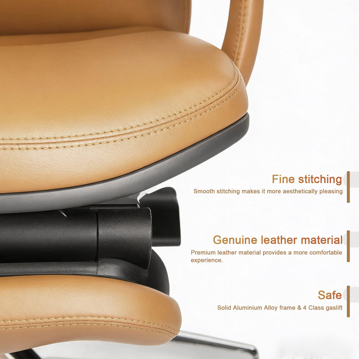 Ergonomic Genuine Leather Office Chair with Footrest X90310