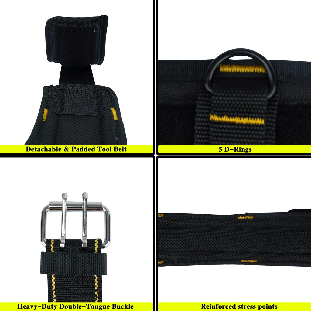 2-Inch Padded Tool Belt with 4 D-Rings Heavy Duty Double Metal Roller Buckle X569