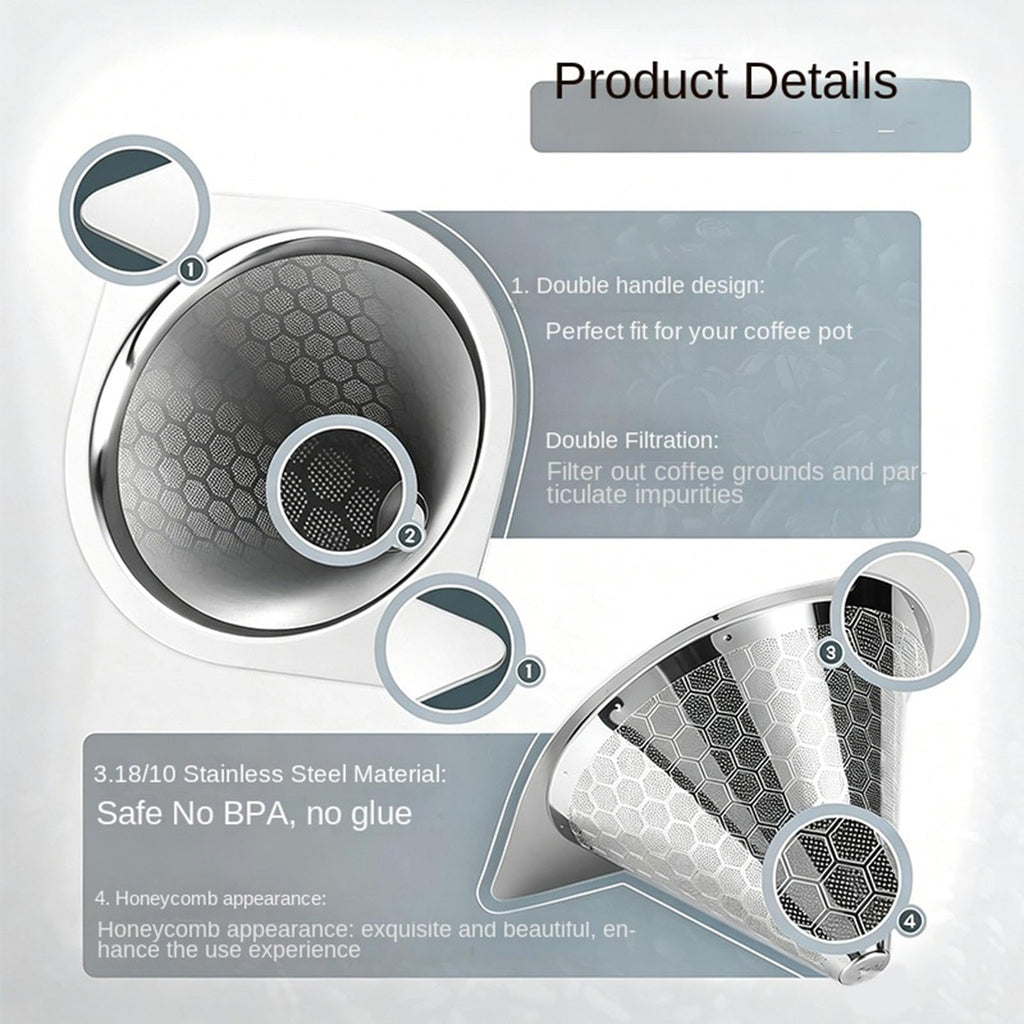 Heat Resistant Reusable Stainless Steel Drip Coffee Filter Z74803
