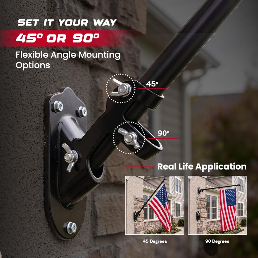 5FT Black Heavy Duty Flag Pole Kit with Bracket Q96223