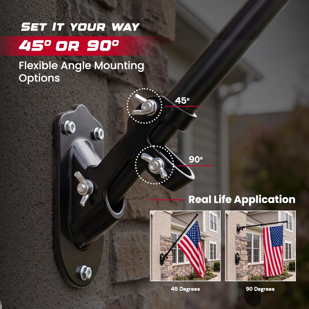 5FT Black Heavy Duty Flag Pole Kit with Bracket Q96223