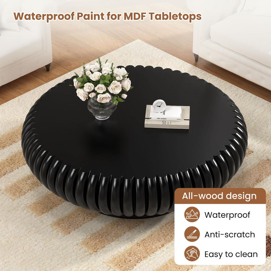 Round Fluted Drum Coffee Table V9666