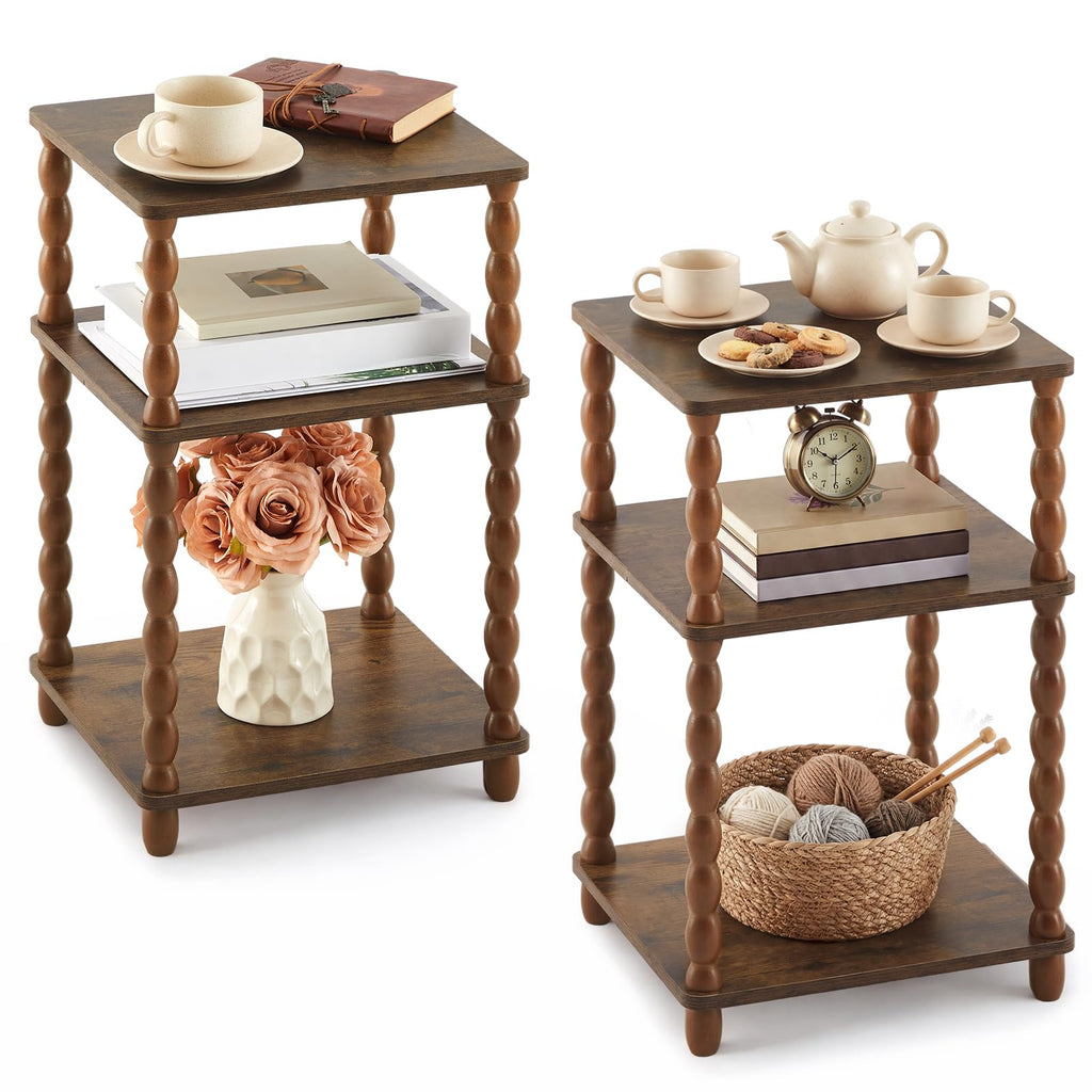 Set of 2 Small 3-tier Square Side Table L19918