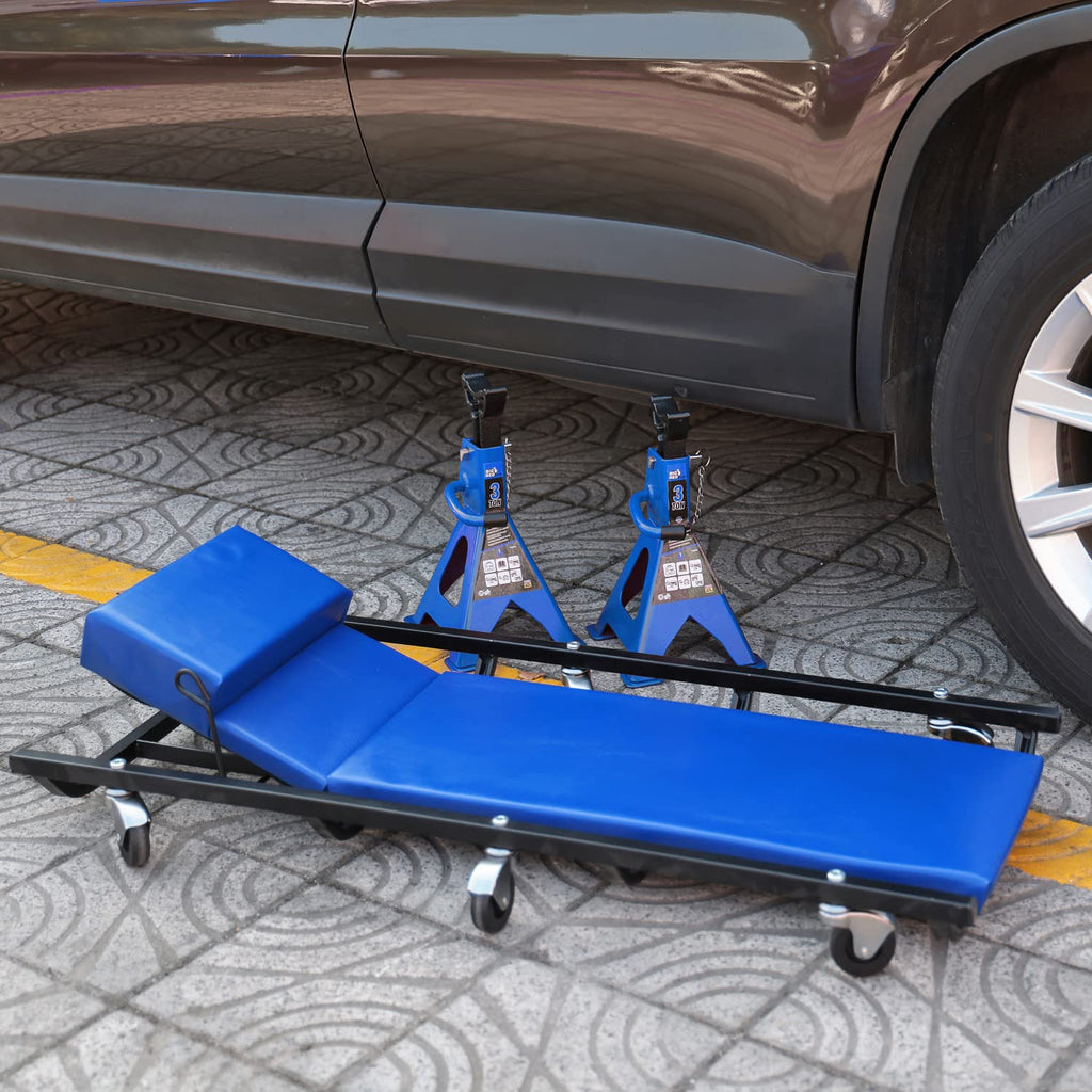 40" Padded Mechanic Creeper with 6 Casters, Blue C83480
