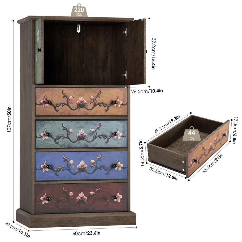 50" H Boho 4 Drawer Dresser R847