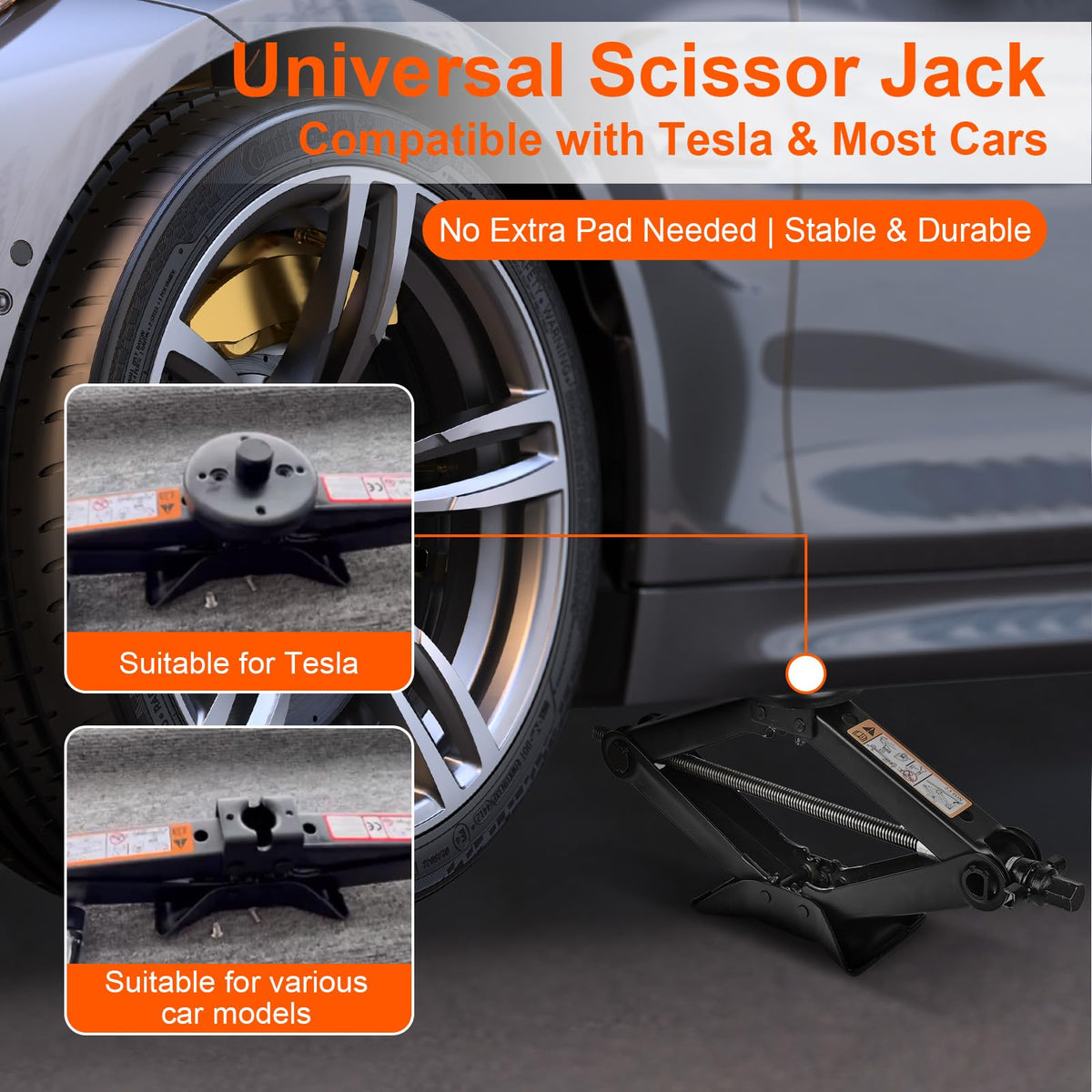 2.5 Ton Scissor Jack with Jack Pads & Tire Repair Kit Z752