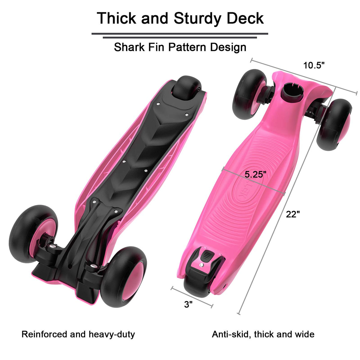 Kick Scooter 3-Wheeled Push Scooter with Light-Up Wheels L94723