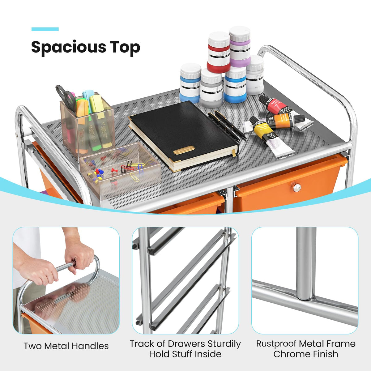 10 Drawer Rolling Storage Cart with Lockable Wheels S767