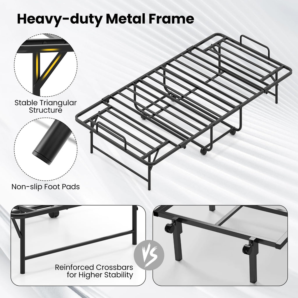 Twin Folding Bed with Memory Foam Mattress Y35471