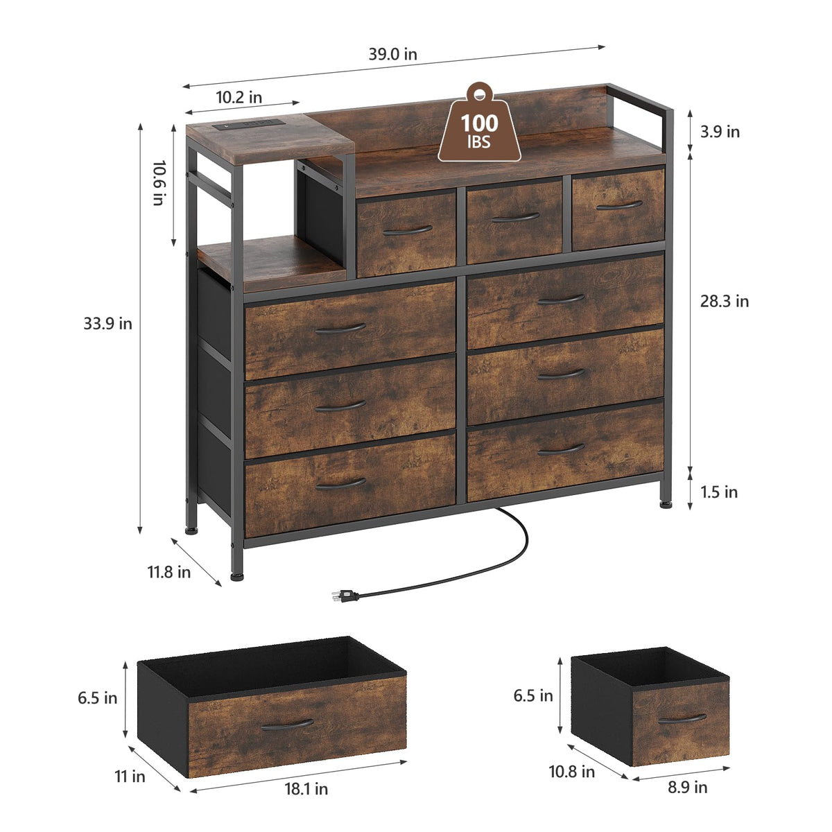 Vintage 9 Drawer TV Stand E7816