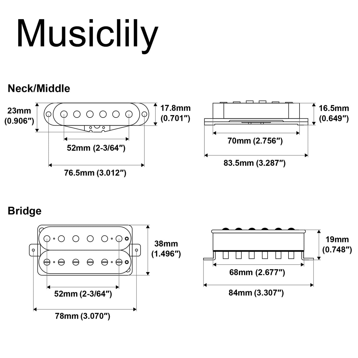 Alnico 5 Staggered Guitar Pickups Set Black E422