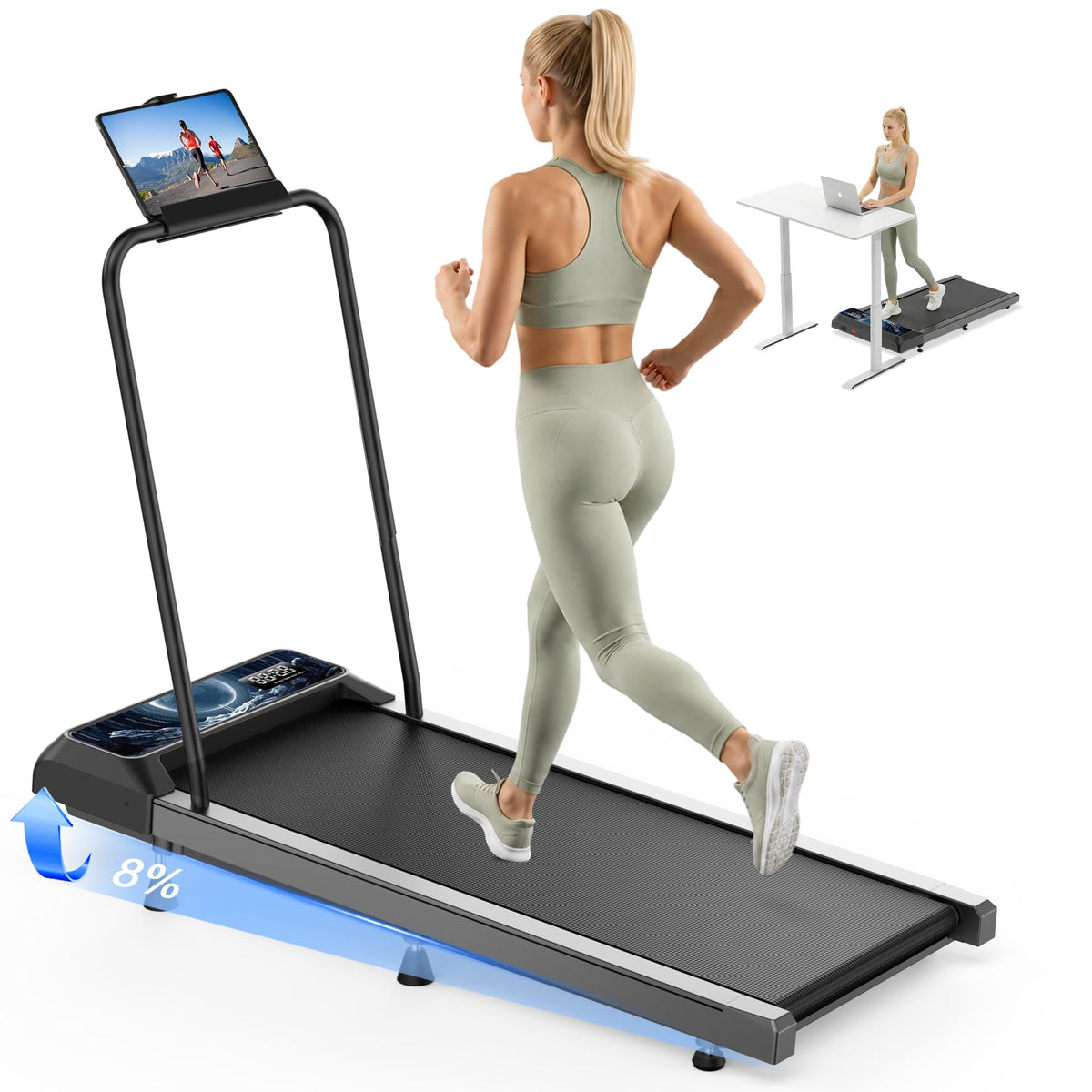 Incline Walking Treadmill Pad with Handle and Remote T735668