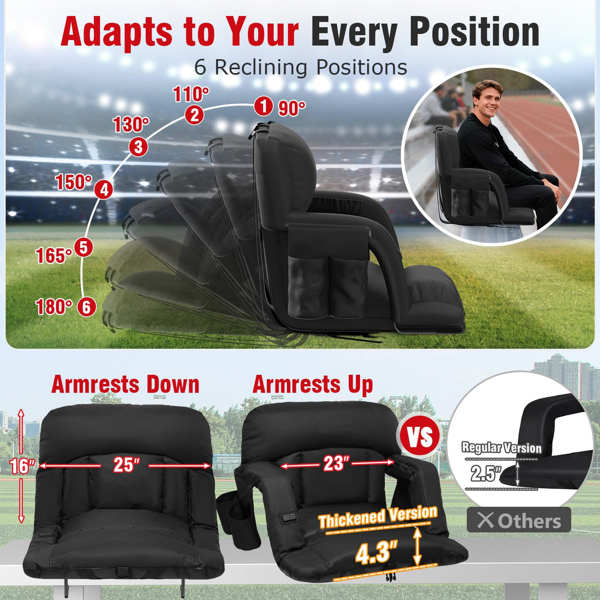 Heated Stadium Seats with Back Support 2 Pack F221708