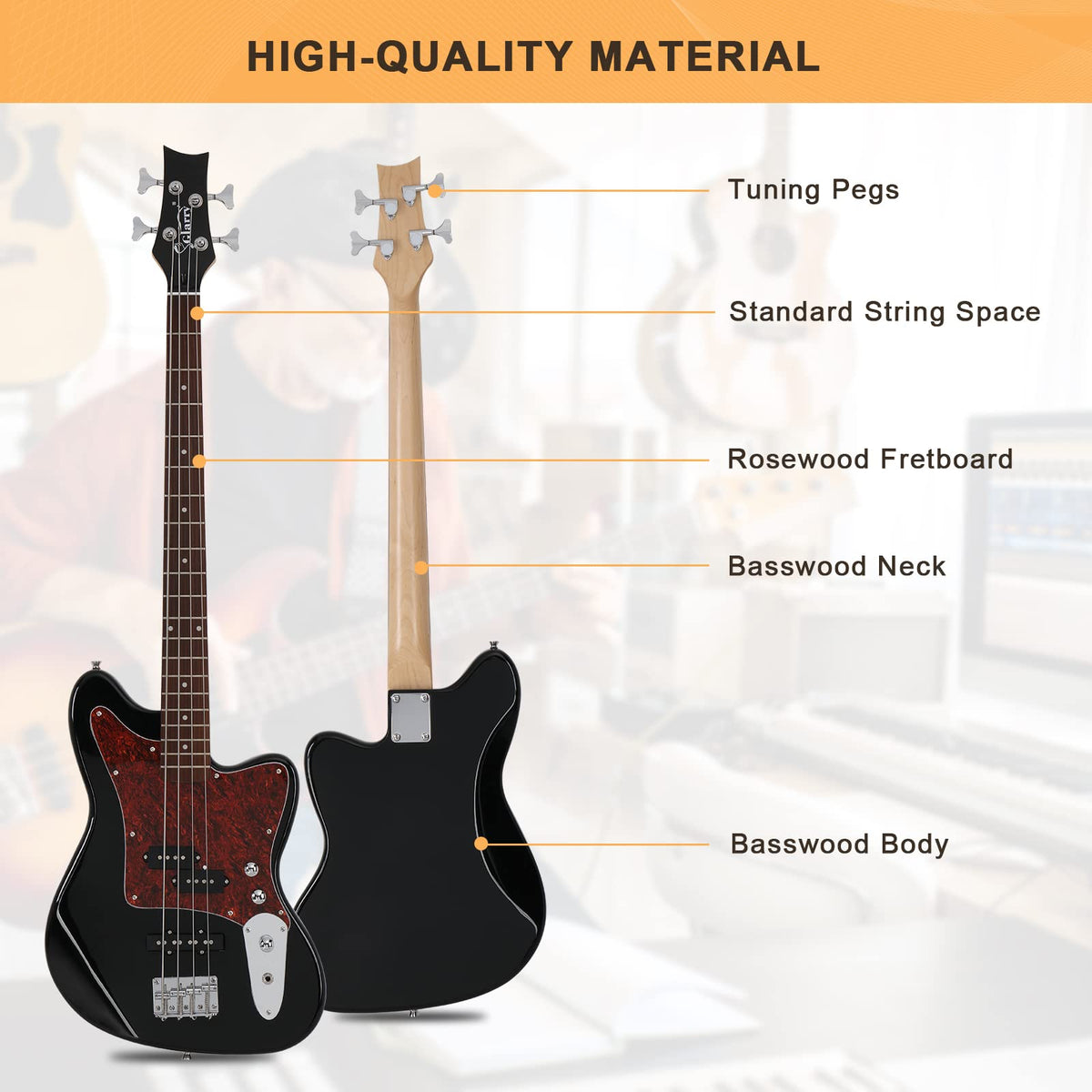 4 String Electric Bass Guitar Beginner Kit with Amp U306048