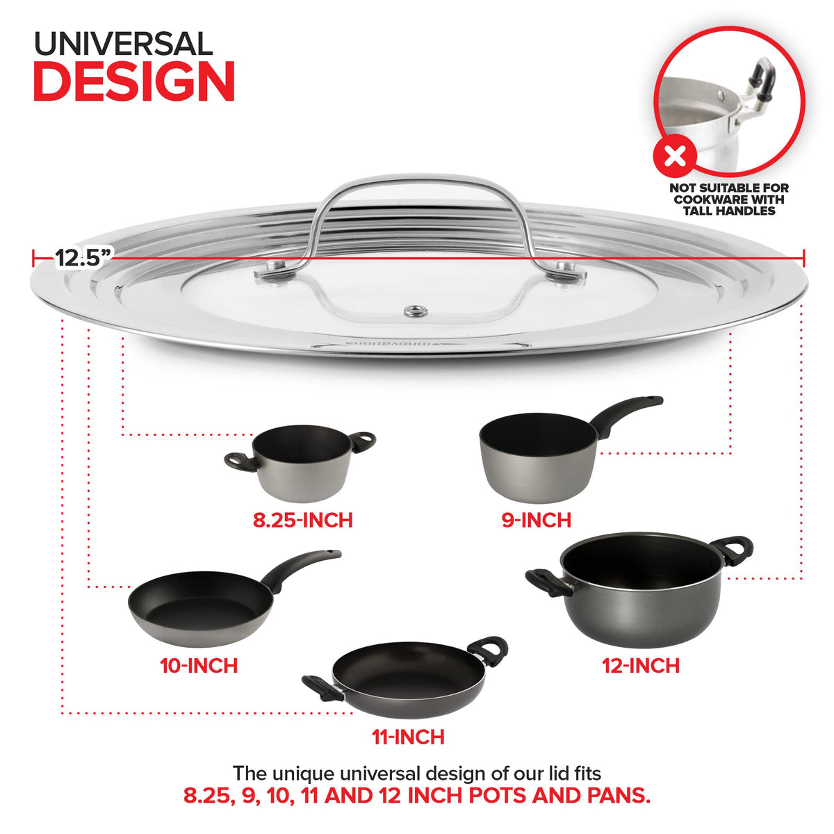 Tempered Glass Universal Lid for Pots & Pans I258