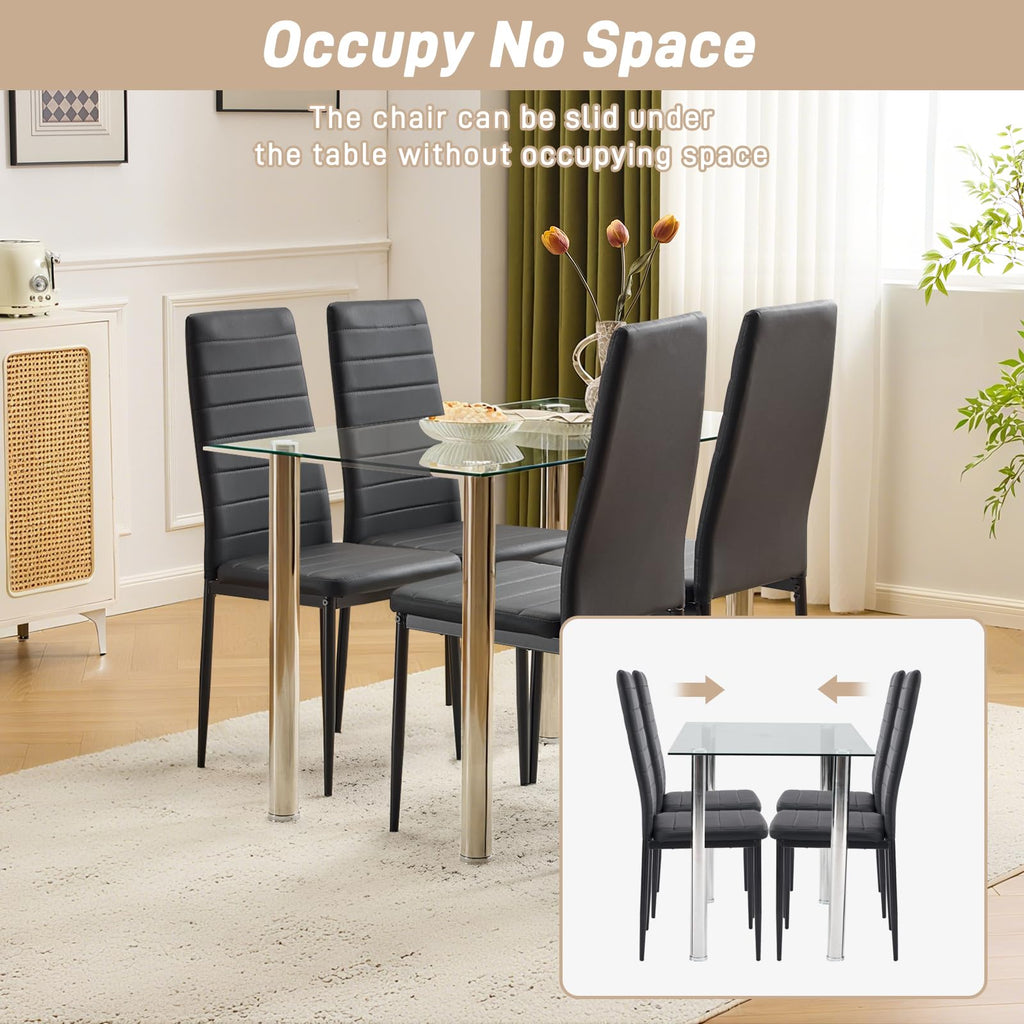 Black PU Leather Dining Chairs Set of 4 L4749
